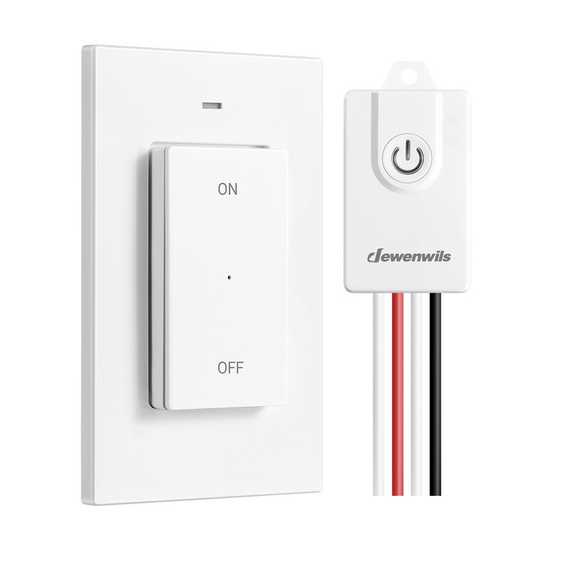 Dewenwils draadloze verlichtingschakelset, voor wandmontage, 230 V AC, bereik tot 30 m, afneembare magneetschakelknop, geen bedrading nodig, voor lampen