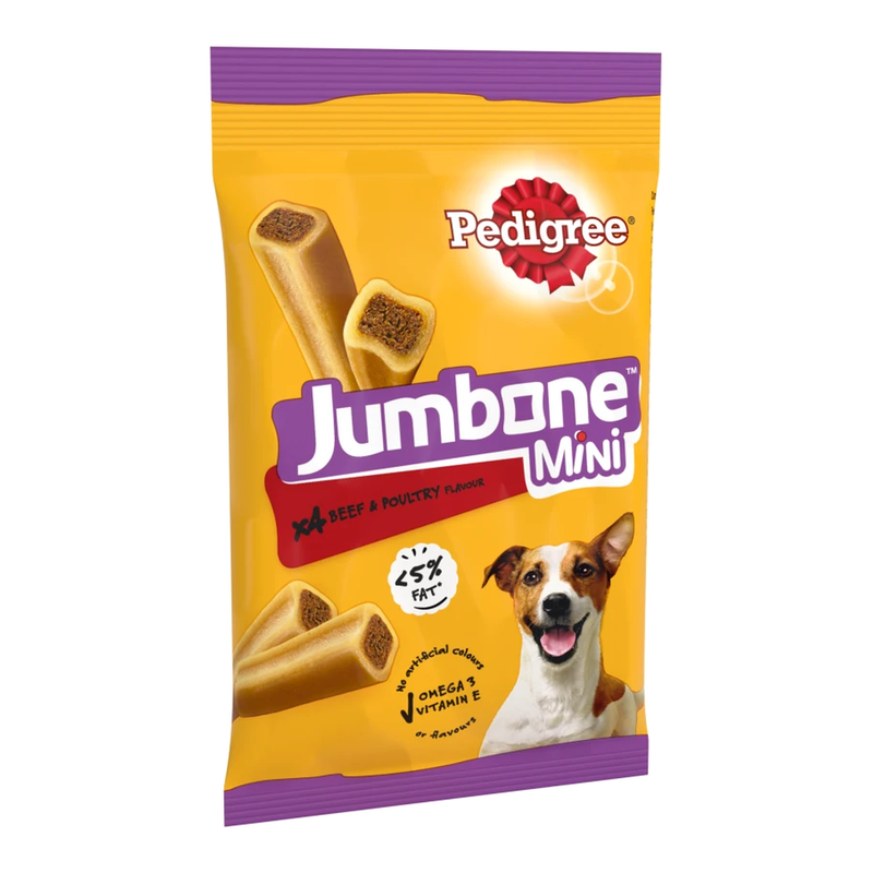 Pedigree Jumbone Mini Adult Small Dog Treats Beef & Poultry 4 Chews 160G
