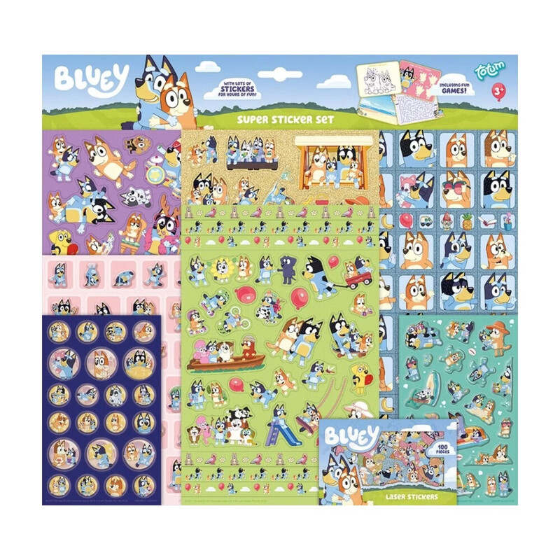 Totum Bluey Super Sticker Set， Over 300 Stickers (Laser， Puffy & More)
