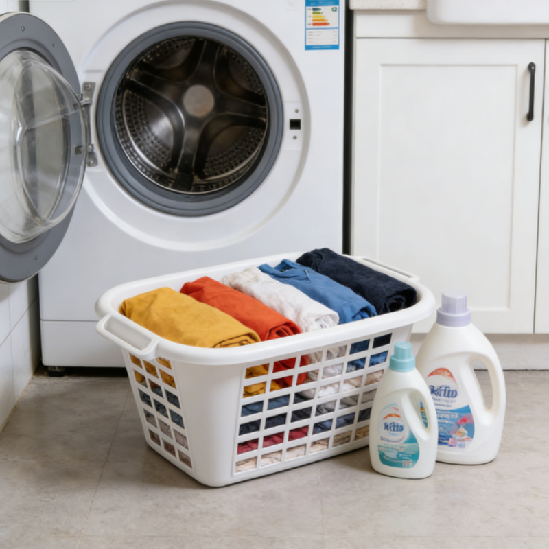 40L Rectangular Laundry Basket - White