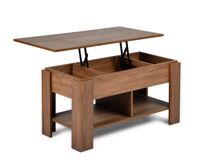 URBAN MEUBLE salontafel met opklapbaar blad, opbergruimte en plank, eiken afwerking