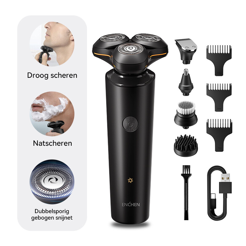 ENCHEN X8S-C Multifunctioneel elektrisch scheerapparaat met 4 verwisselbare opzetstukken, draagbare baardtrimmer voor mannen, 1 stuk