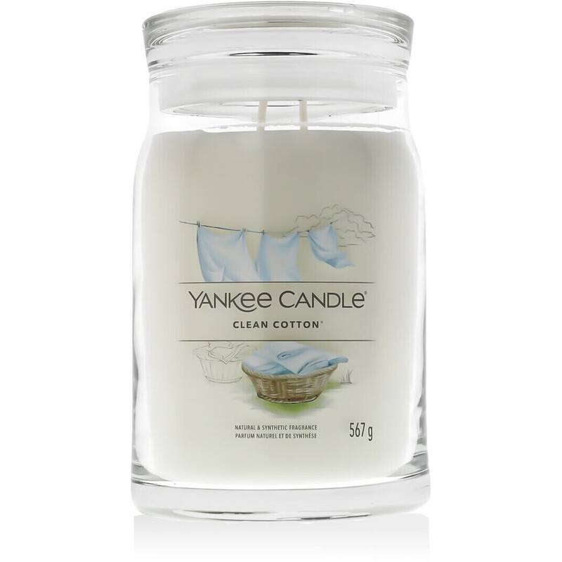 Yankee Candle Duftkerze 'Clean Cotton' - Frischer Baumwoll-Duft für Zuhause in großer Glas-Version