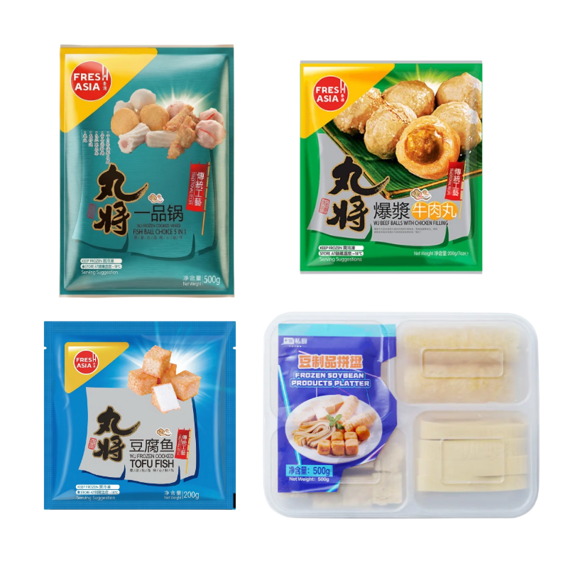 FRESHASIA Wanniang Yipin Pot 500g + Wanniang Tofu Fish 200g + Wanniang Custard Beef Balls 200g + Seven Fresh Private Chef Tofu Products Platter 500g (Frozen Tofu + Tofu Skin + Tofu Puffs + Fried Tofu Rolls)