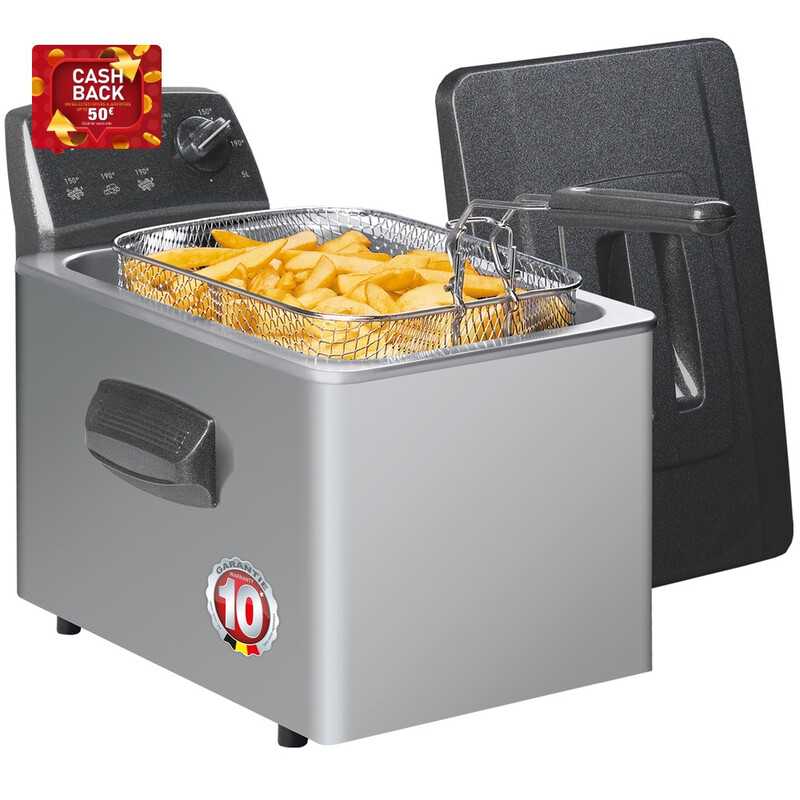 Fritel Friteuse - Turbo SF® 4551 - Friteuse met stofdicht deksel - Friteuse voor olie en vast vet - Friteuse voor 5 personen - 3000 W - 5 L