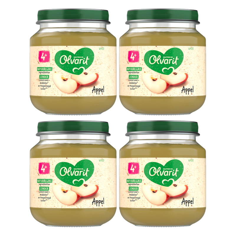 Olvarit 1er en-cas aux fruits 4 mois+ Pomme 125 g * 4