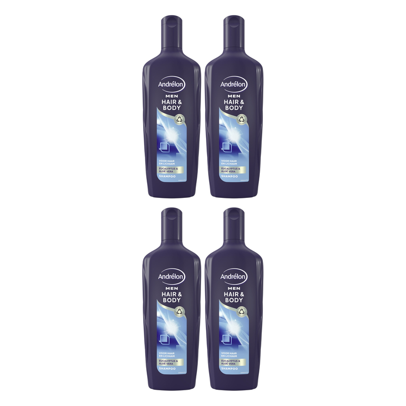 Andrélon Shampooing et gel douche homme - 300 ml (Lot de 4)