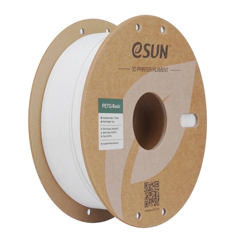 eSUN PETG-Basic Weiß 3D-Filament 1,75 mm, Hochgeschwindigkeitsdruck, Kosteneffektives Einstiegs-3D-Druckmaterial 1 kg (2,2 lbs) Karton-Spule
