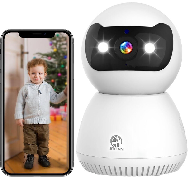 JOOAN 2K Full HD Security Camera with Full-Colour Night Vision, Two-Way Audio, Motion Detection, Tracking Recording, Remote Control via Mobile App, Nanny Monitoring, and Safety Surveillance for Family and Pets