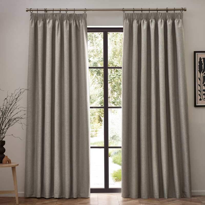 Pencil Pleat Curtains Dawn Blackout Linen W:168xL:229cm