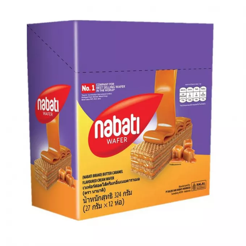 NABATI Wafel met boter- en karamel smaak 12 x 27 g