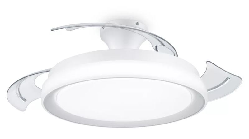 Ceiling Light LED & Retractable Fan Bliss 3 Brightness Settings with Remote White 28W
