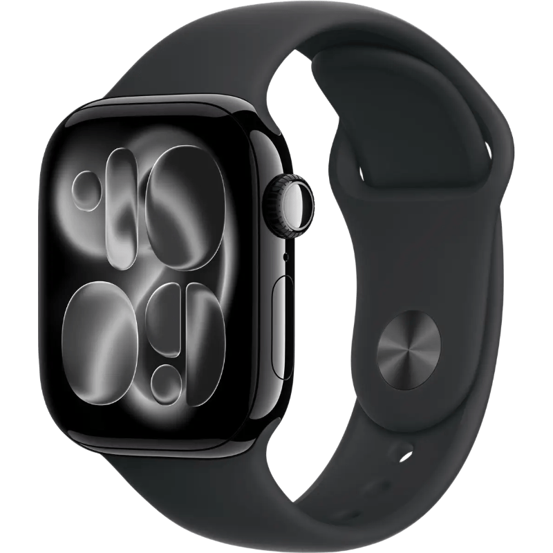 Apple Watch Series 11 GPS 42 mm gitzwarte aluminium kast met zwarte sportband - M/L