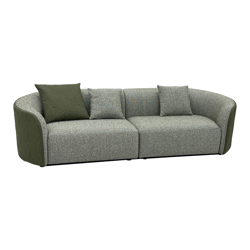 URBAN MEUBLE Serene Serie Curved Modulares Sofa - Salbeigrün Strukturiertes Gewebe, B260*103*67 cm (1 Stück)