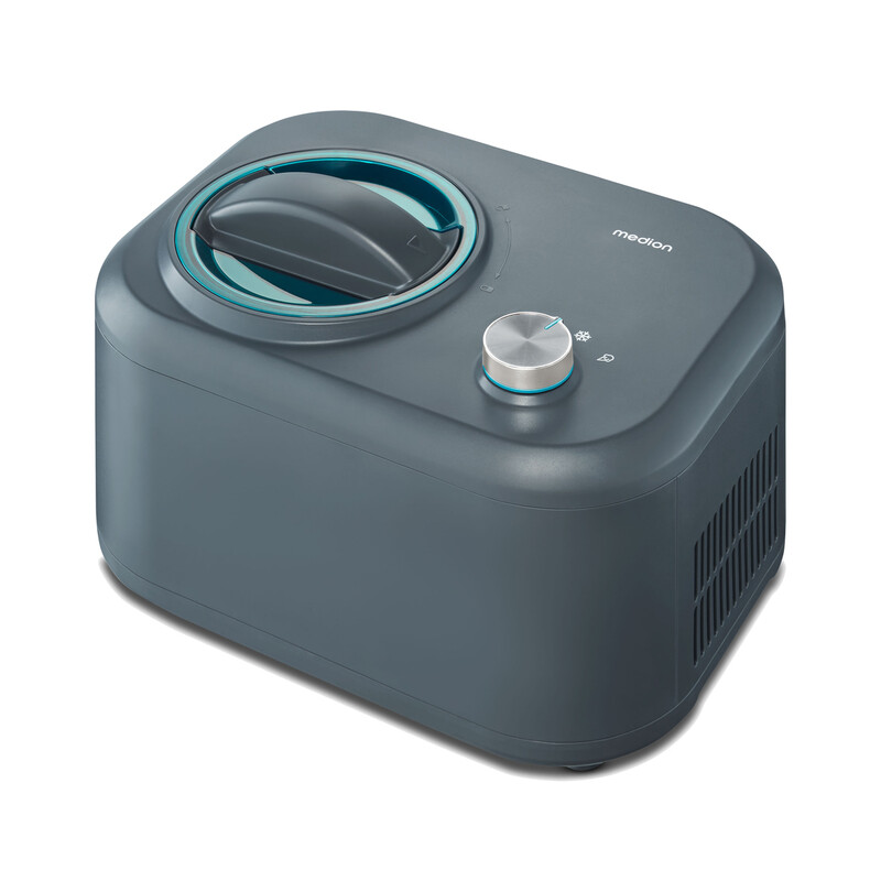 MEDION MD10169 Kompressor-Eiscrememaschine – 1 L, Selbstkühlend, für Eiscreme, Frozen Joghurt & Sorbet, 100 W, Aluminiumbehälter, Blau