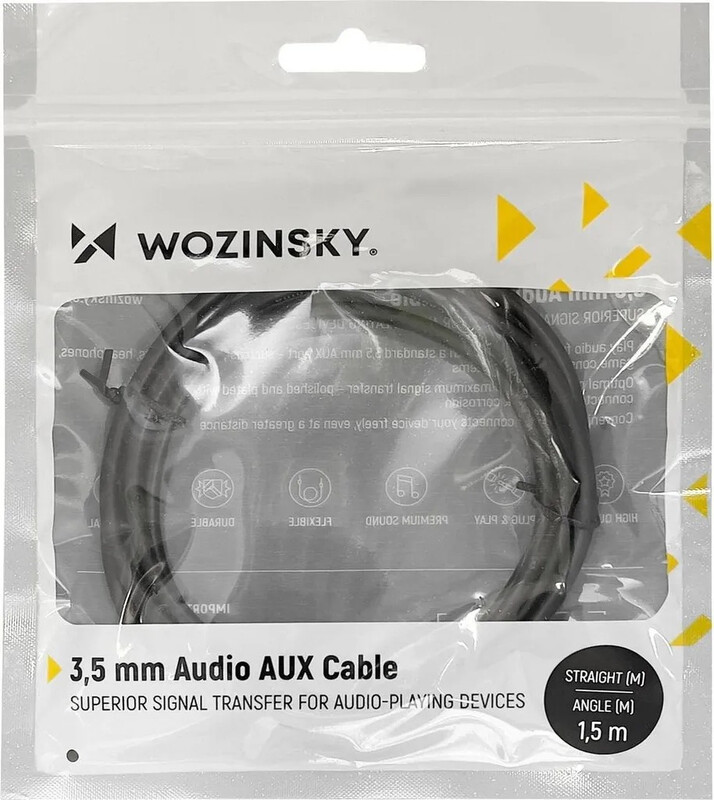 Wozinsky 3m schwarzes 3,5mm rechtes Winkel-AUX-Kabel (Männlich auf Männlich)