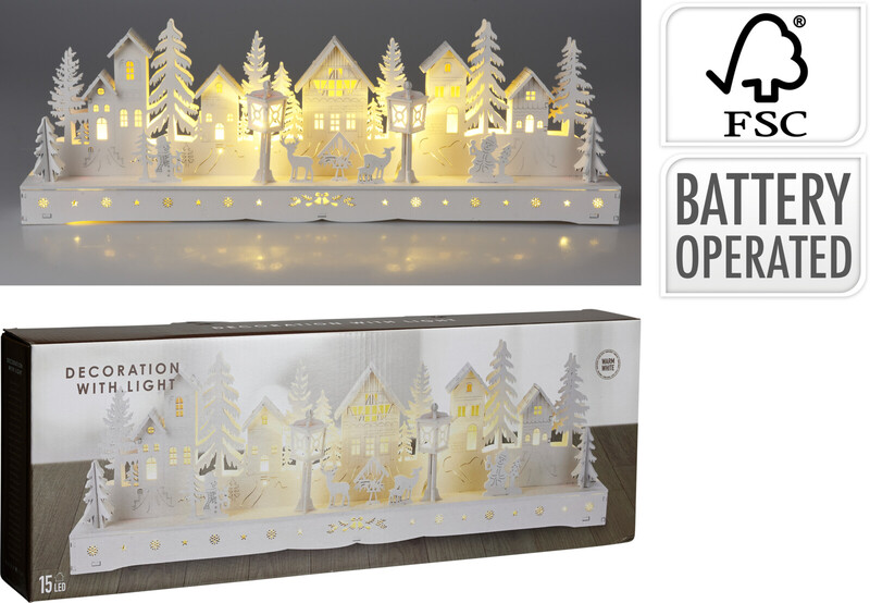 Koopman Houten Huis met LED 45cm