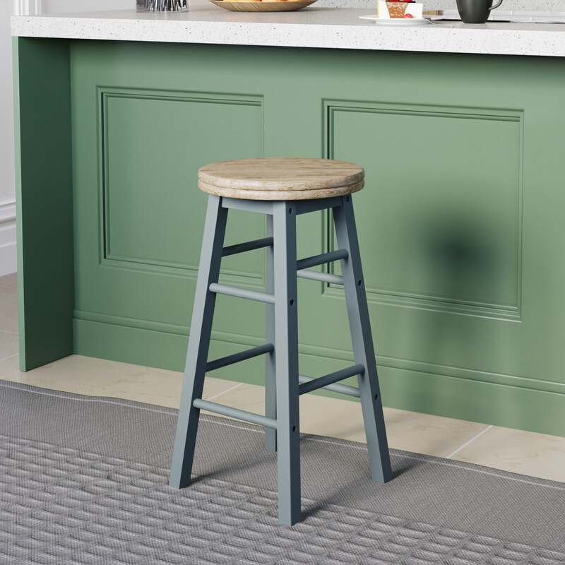 Chef Vida Bar Stool Wooden Swivel Grey