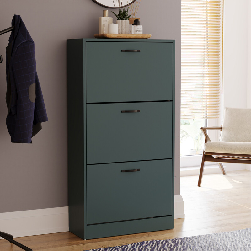Shoe Cabinet 3 Doors Green