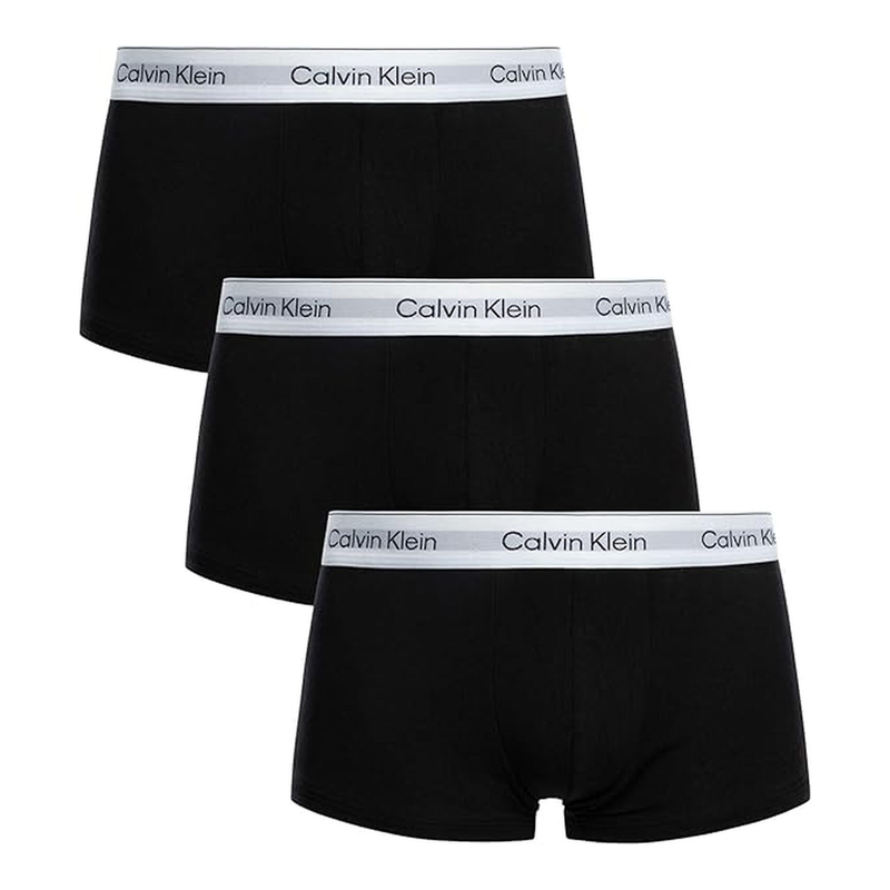 Calvin Klein Herren Shorts: 3er-Pack Icon Trunks mit niedrigem Bund aus Baumwollstretch in der Farbe Schwarz, Größe L.