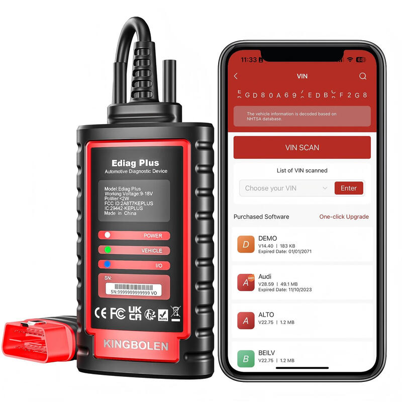 KINGBOLEN EDIAG PLUS Alle Diagnostische Scanner van het Systeem OBD2, Intelligente Scan Tool Support CAN-FD Protocol, 15+ Reset, ECU Codering, met 1 Jaar Software Abonnement