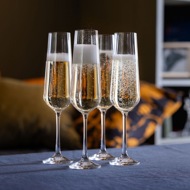Dartington Crystal Cheers! Optic Champagne Prosecco Flute, Set Of 4