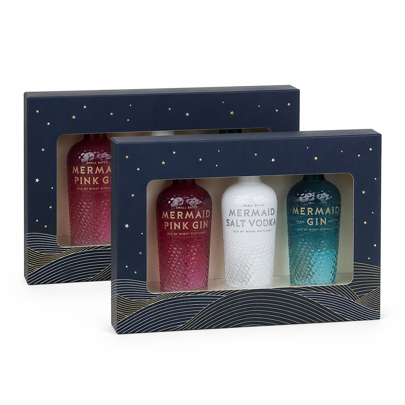 Pack of 2 - Mixed Trio Gift Set (1 x 5cl Pink Gin 38% ABV, 1 x 5cl Salt Vodka 40% ABV & 1 x 5cl London Dry Gin 42% ABV)