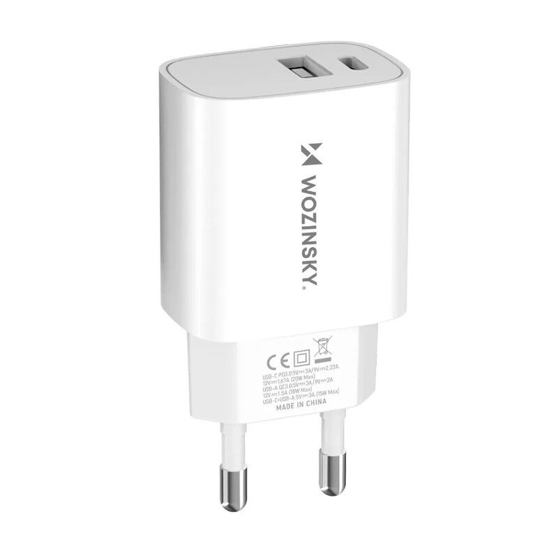 Wozinsky WGWCW 20W USB-A & USB-C Wandlader - Weiß