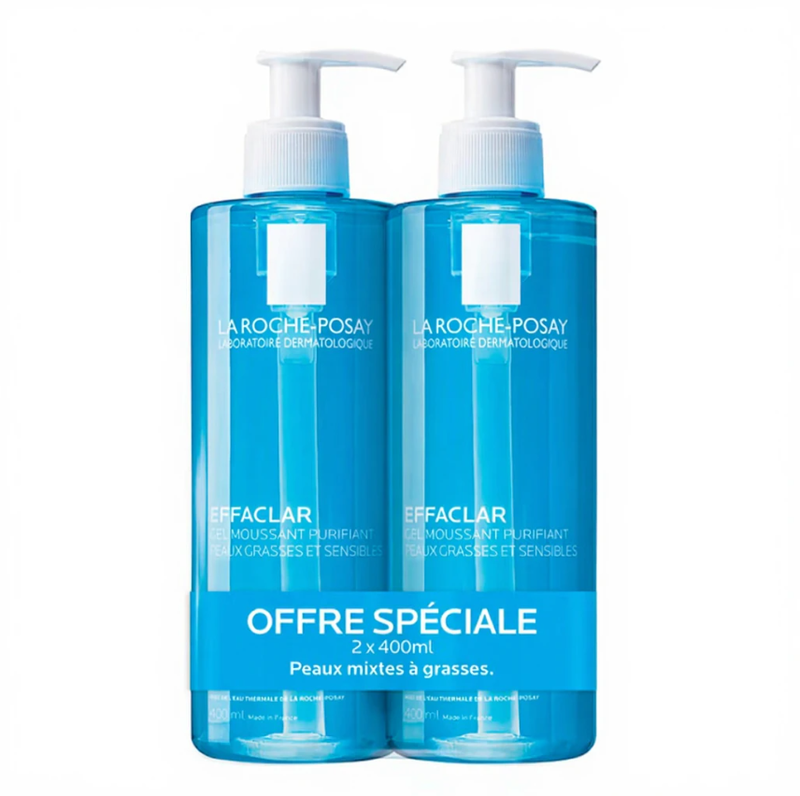 La Roche Posay Effaclar Reinigendes Schäumendes Gel für fettige empfindliche Haut Duo 2x 400ml