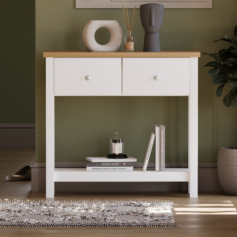 Console Table Arlington 2 Drawers White/Oak Effect