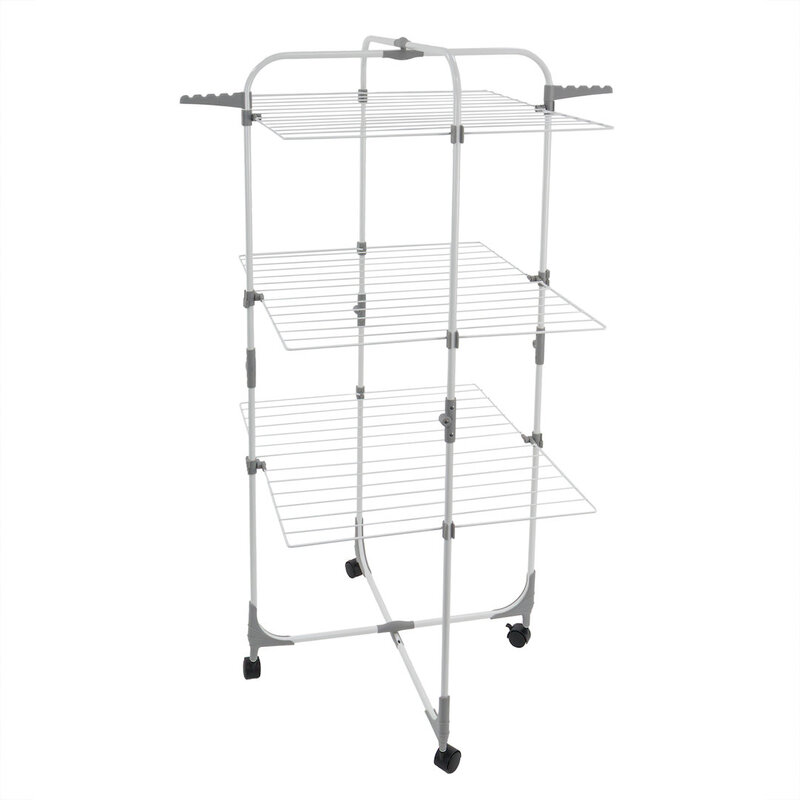Three Tier Foldable Laundry Washing Clothes Drying Rack - White