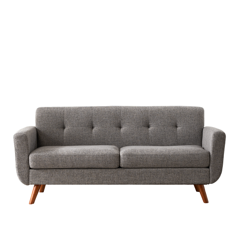 HONEYOU 165 cm loveseat, mid-century modern decor loveseats voor woonkamer, geknoopte gestoffeerde kleine bank voor slaapkamer, stevig en eenvoudig te installeren loveseats meubels, grijs
