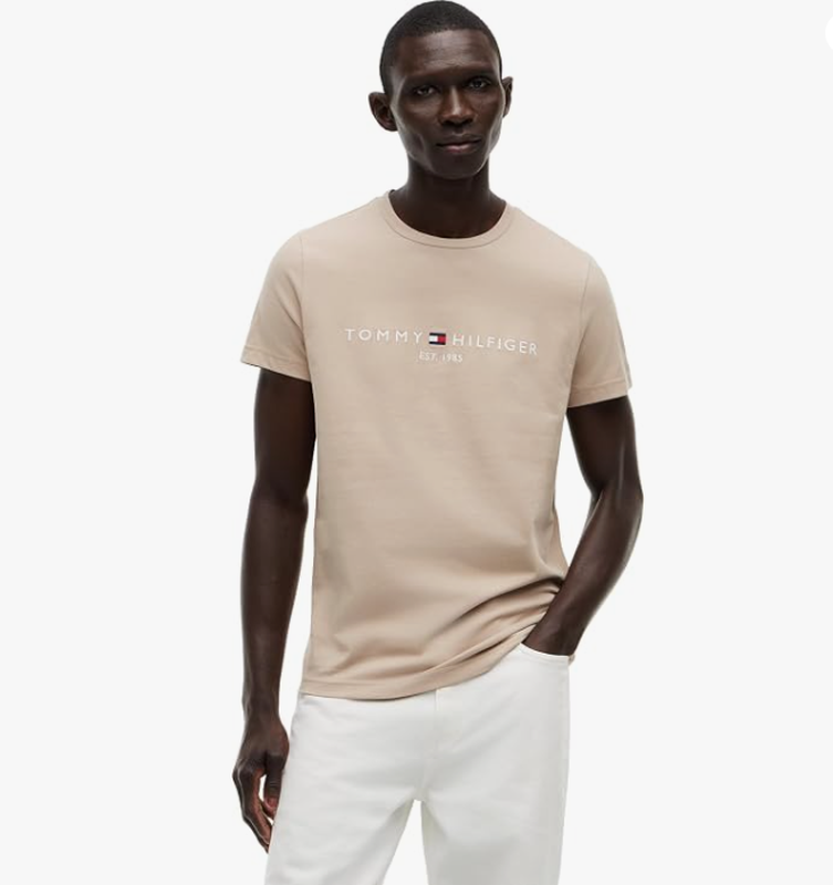 Tommy Hilfiger MSW Logo Embroidery Slim T-Shirt - Batique Khaki