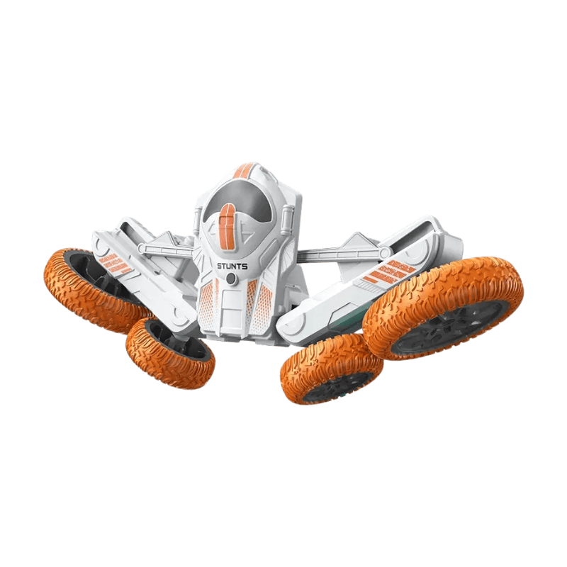 DOUBLE E RC Stunt Auto: 2,4 GHz ferngesteuertes Fahrzeug mit 360° Spins, Beidseitig-Fahren, LED & Musik für Kinder ab 6 Jahren