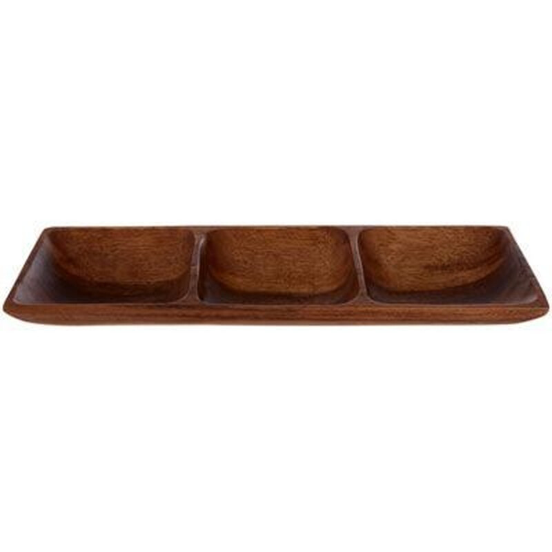 Kora Acacia Three Section Rectangular Serving Dish