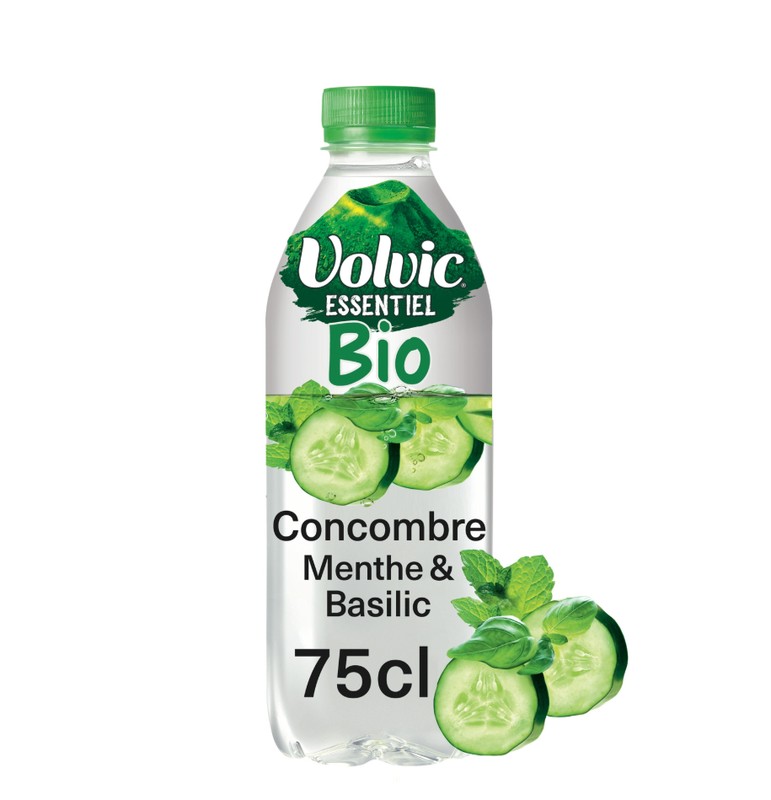 Eau Plate Aromatisée Concombre Basilic Bio Essentiel Volvic La Bouteille De 75cl - vue 1