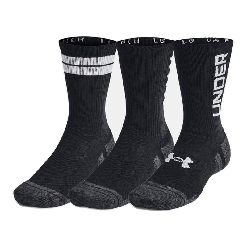 Under Armour Performance Tech Unisex 3-Pack Crew Socks - Black/White