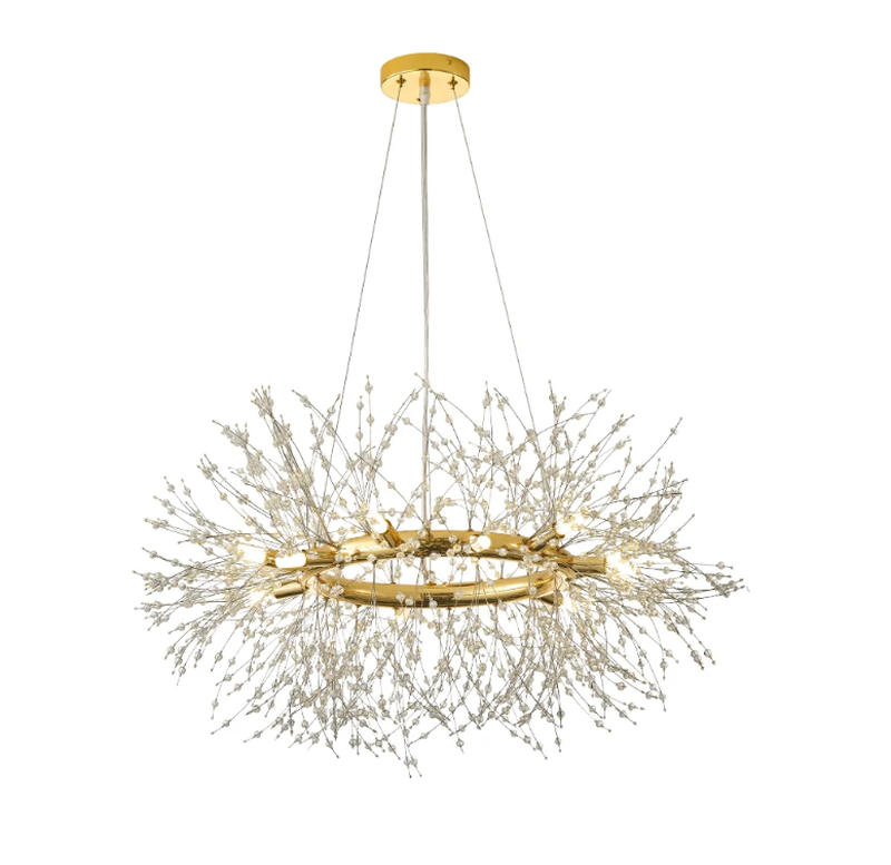 Mid Century Modern 12-Light Crystal Firework Sputnik Chandelier Pendant Ceiling Light