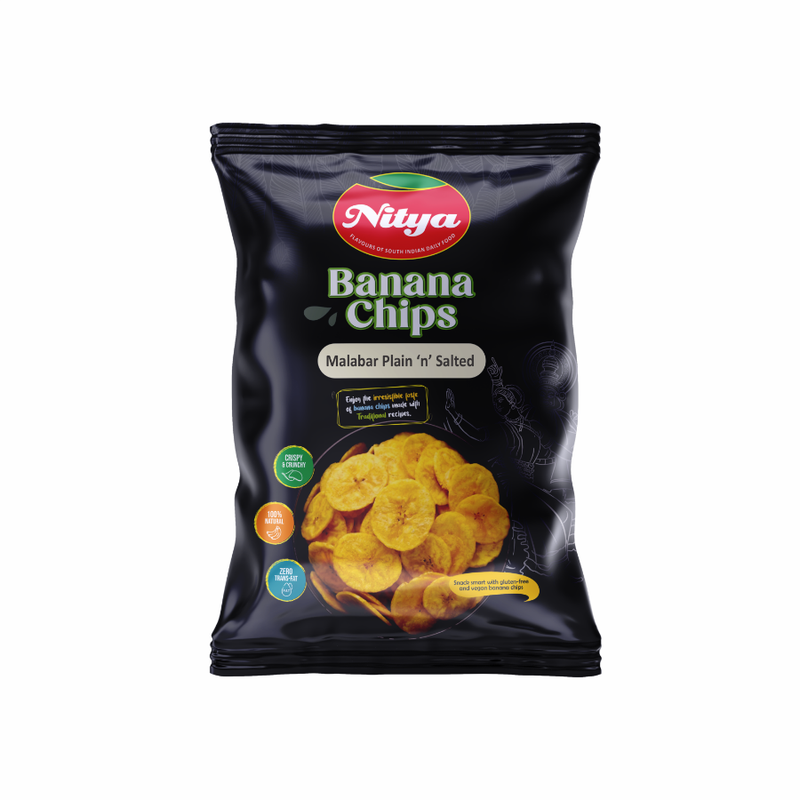 Nitya Malabar bananenchips naturel en gezouten 150 g