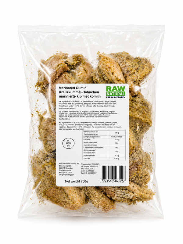 Gemarineerde kippenvleugels en drumsticks met komijn 750 g