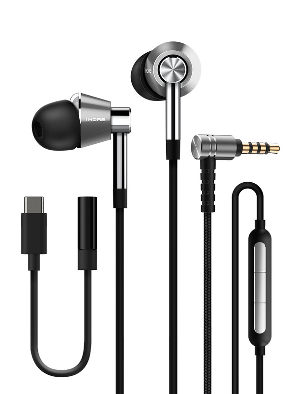 1MORE E100E Triple Driver In-Ear Earphones Hi-Res Audio Wired Headphones with MEMS Mic, THX Certified, Deep Bass, High Fidelity - Silver
