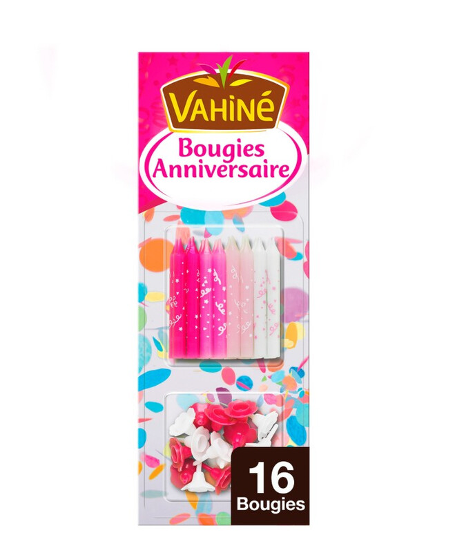 Bougies Anniversaire Vahiné MO3179140803684 – Paquet de 16 Bougies Multicolores