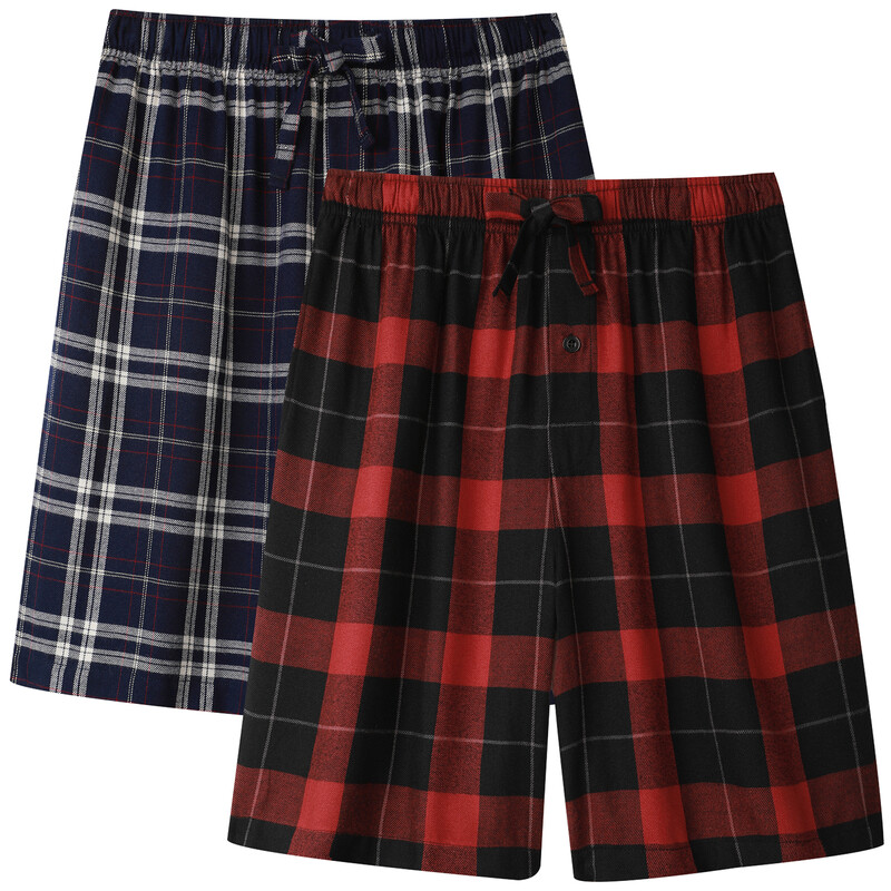 Mens Shorts Pj Pyjamas Bottoms for men with Pockets L (2 Pack)