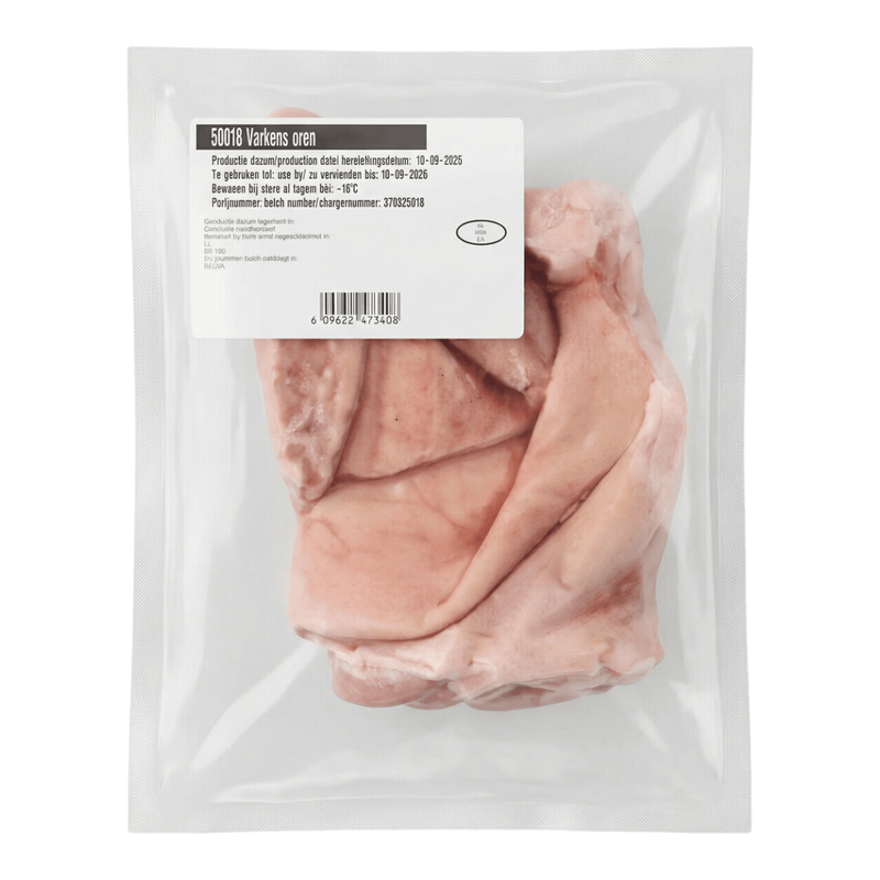 Horeca Vleescentrum Diepvries Vlees: Varkensoren - 500 g, ideaal voor professioneel gebruik in de horeca.