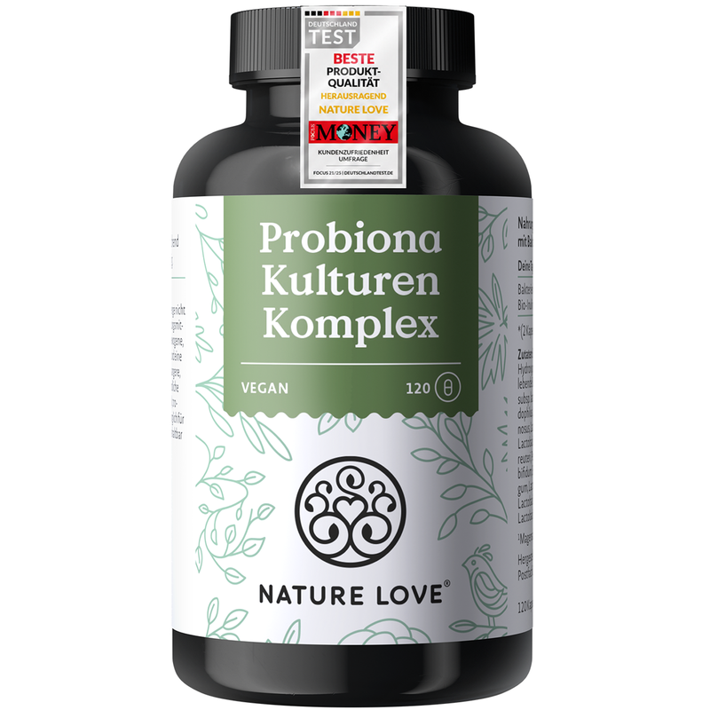 NATURE LOVE® Probiona| Probiotica Complex | 20 Bacteriestammen + Biologische Inuline, 20 Miljard KVE per dagdosering, 120 Maagsapresistente Capsules, Veganistisch, Geproduceerd in Duitsland, Voedingssupplement