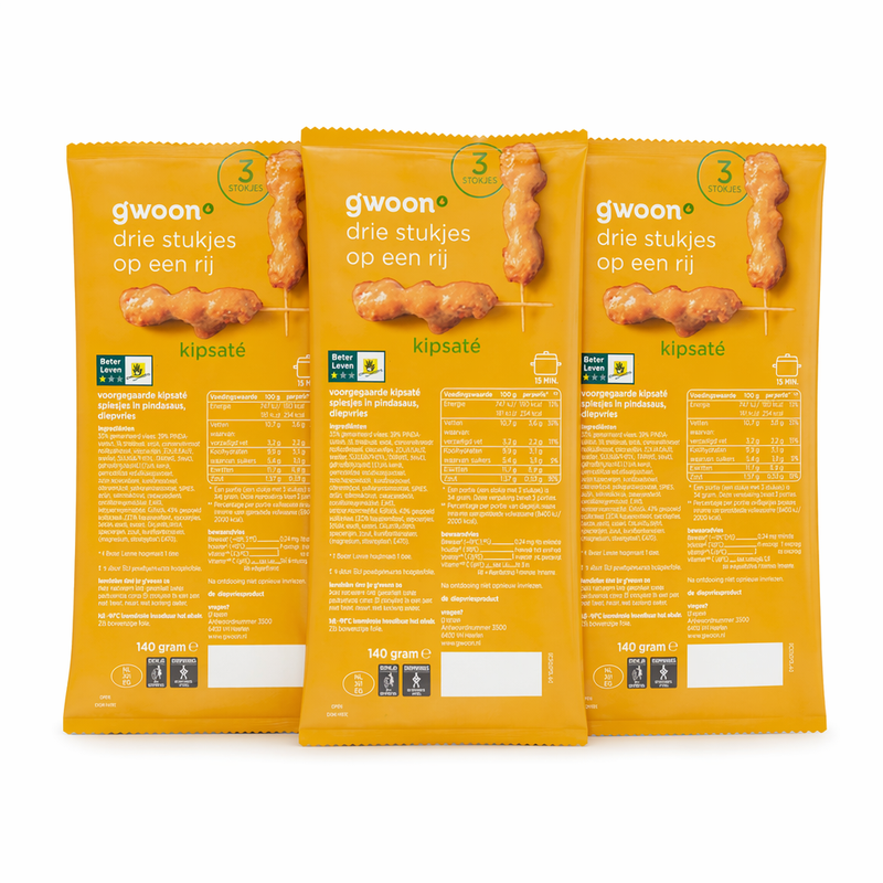 g'woon Brochettes de poulet satay – 3 x 3 pcs
