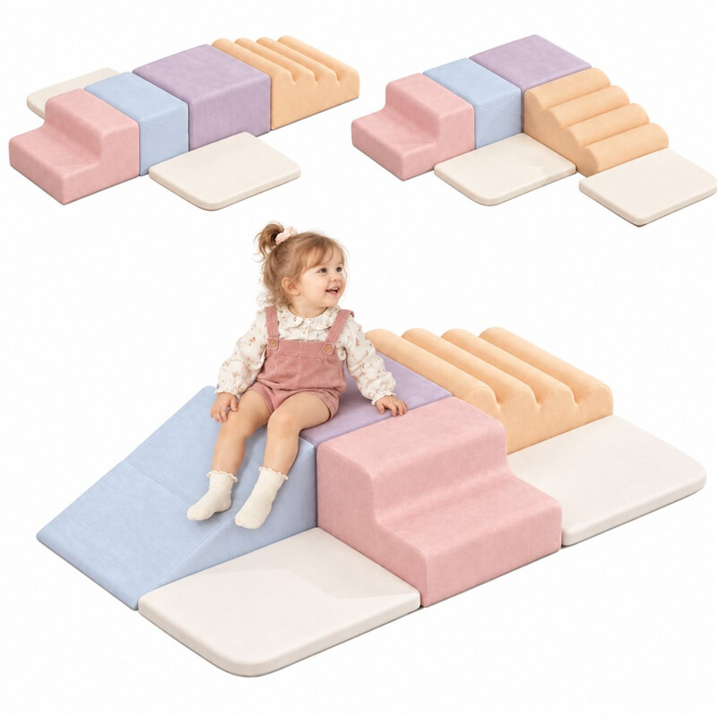 Benarita Pack of 6 Large Foam Building Blocks for Children, XXL Soft Building Blocks Baby for Climbing, Montessori Giant Building Blocks …