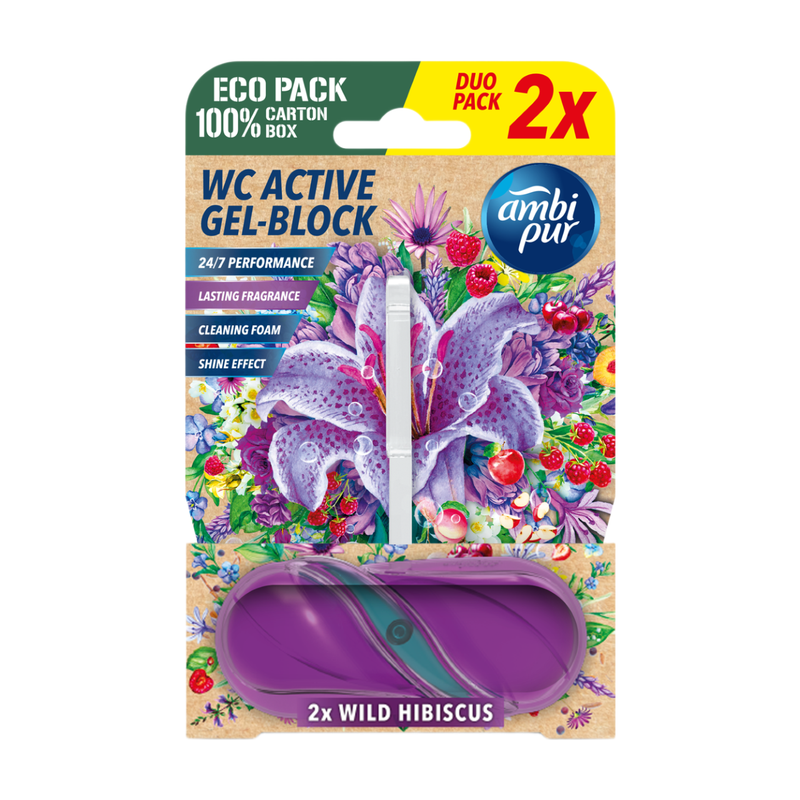 Ambi Pur wc actief gelblok wilde hibiscus 2 x 45 g