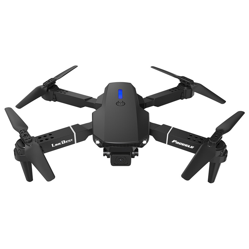 FACEGLE E88 Pro - Drone avec stabilisation optique et capteur de pression barométrique, boîtier pliable léger, éclairage LED frontal, roulis automatique à 360° - Idéal pour les débutants (Mini drone FPV) (Noir)
