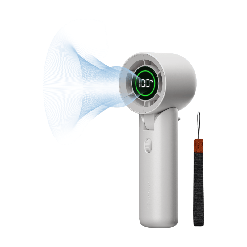 Blueair AlwaysCool draagbare handventilator F7, 32 uur batterij, stille persoonlijke verkoeling met sterke luchtstroom, oplaadbaar via USB-C, compacte reis- & bureauventilator, wit